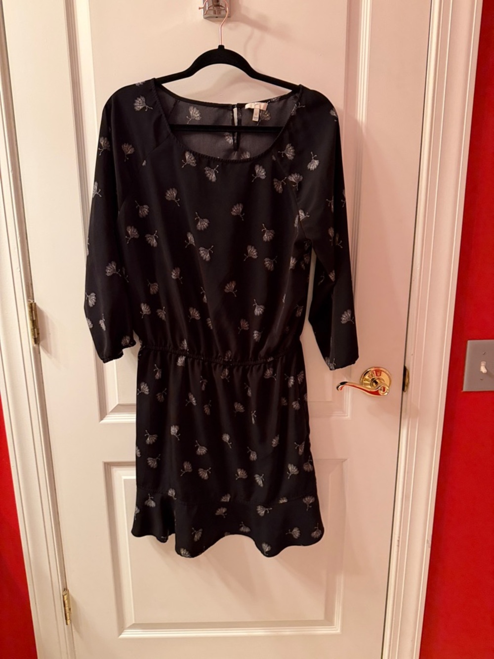 Joie Black Long-Sleeve Floral Print Dress